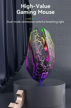 Bluetooth 5.2 Mouse RGB 2.4G Wireless Mouse Dual-Mode Gaming