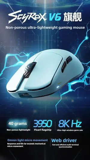 Scyrox V6 Mouse 2 Mode Wireless Mouse 8000Hz Polling Rate Ga