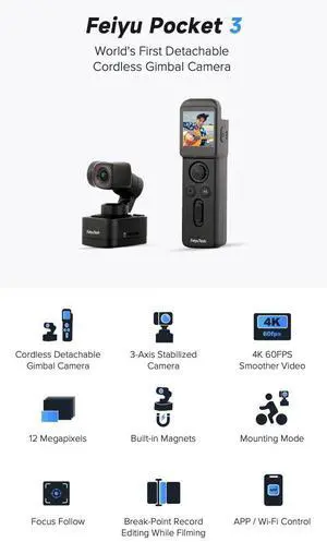 FeiyuTech Feiyu Pocket 3 Kit Cordless Detachable 3-Axis Stab