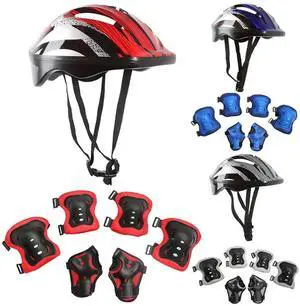 7Pcs Helmet Knee Elbow Protective Gear Set Adjustable Kids B