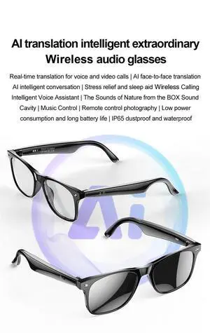 Fashion Men's Smart Glasses 163 Translated Languages Wireles