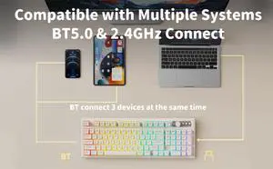 EWEADN V97 Cute Creamy Keyboard, Bluetooth/2.4GHz Gaming Key