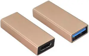 USB 3.0 to Type C Adapter Female USB Type C to Male USB 3.0 A Converter for USB Port PC,Laptops,Power Banks,Chargers and Type-C Port U-Disk,Smart Phone,Data Cable Etc(Champagne Gold-2 Pack)