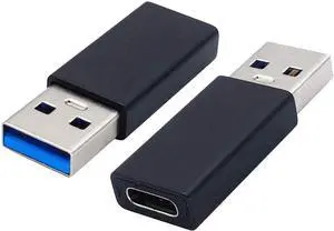 Type C to USB A Adapter USB Type C Female to USB Male OTG Adapter for Laptops, Power Banks and More USB A Ports Devices, Support Data Sync and Charging (2 Packs-Black F/M)