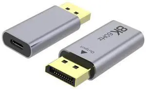 USB-C to DisplayPort 8K Adapter - 1008P HD for MacBook Pro, Mac Air, Chromebook Pixel (Silver) USB-C to DisplayPort 8K Adapter - 1008P HD for MacBook Pro, Mac Air, Chromebook Pixel (Silver)