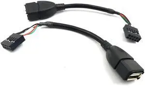 USB Header to USB Cable,Motherboard USB 2.0 Adapter Cable, USB 2.0 Type A Female to Dupont 9 Pin Female Header Motherboard Cable Cord (2-Pack 0.1M)