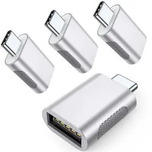 10Gbps USB C to USB 3.1 Adapter (4 Pack), Thunderbolt 4/3 to USB OTG Converter for iPhone 15, MacBook, iPad, iMac and More Type C Devices - Silver 10Gbps USB C to USB 3.1 Adapter (4 Pack), Thunderbolt 4/3 to USB OTG Converter for iPhone 15, MacBook, iPad, iMac and More Type C Devices - Silver