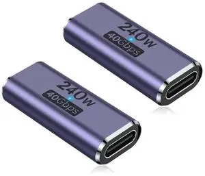 240W USB C Coupler (2 Pack), USB Type C Female to Female Adapter Extender Compatible with Thunderbolt 4/3 Support up to 240W Charging, 40Gbps Data Transfer and 8K@60Hz Video