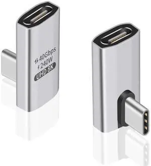 90 Degree USB C Adapter, 240W Right Angle USB C Male to Female Adapter with 40Gbps, 8K@60Hz Video Display for Thunderbolt4/3, Laptop, Tablet, Phone 90 Degree USB C Adapter, 240W Right Angle USB C Male to Female Adapter with 40Gbps, 8K@60Hz Video Display for Thunderbolt4/3, Laptop, Tablet, Phone