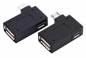 2-in-1 Powered Micro USB OTG Adapter 90 Degree Right Angled with Micro USB Power Charging Port for Streaming TV Stick, Android Phone or Tablet - 2 Pack 2-in-1 Powered Micro USB OTG Adapter 90 Degree Right Angled with Micro USB Power Charging Port for Streaming TV Stick, Android Phone or Tablet - 2 Pack