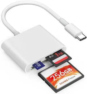 USB C SD/TF/CF Memory Card Reader for iPad/Mac/iPhone 15 and Above, Type-C to CF SD TF 3 in 1 SLR Camera Card Reader with iPad MacBook Pro/Air/Mini Mac/Android Laptop/Tablet/Phone/Galaxy S21 S22 S23