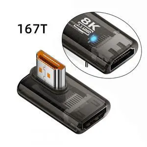 Left Angled 90 Degree Low Profile HDMI Male to HDMI 2.1 Female UHD Extension Adapter Extender Transparent with Smart LED 8K 60hz HDTV Left Angled 90 Degree Low Profile HDMI Male to HDMI 2.1 Female UHD Extension Adapter Extender Transparent with Smart LED 8K 60hz HDTV