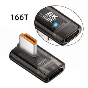 Right Angled 90 Degree Low Profile HDMI Male to HDMI 2.1 Female UHD Extension Adapter Extender Transparent with Smart LED 8K 60hz HDTV Right Angled 90 Degree Low Profile HDMI Male to HDMI 2.1 Female UHD Extension Adapter Extender Transparent with Smart LED 8K 60hz HDTV