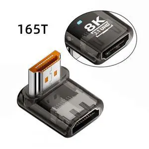 Down Angled 90 Degree Low Profile HDMI Male to HDMI 2.1 Female UHD Extension Adapter Extender Transparent with Smart LED 8K 60hz HDTV Down Angled 90 Degree Low Profile HDMI Male to HDMI 2.1 Female UHD Extension Adapter Extender Transparent with Smart LED 8K 60hz HDTV