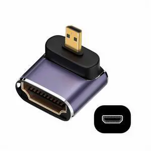 Up Angled Micro HDMI Male to HDMI 2.1 Female UHD Extension Gold Converter Adapter Support 8K 60hz HDTV Up Angled Micro HDMI Male to HDMI 2.1 Female UHD Extension Gold Converter Adapter Support 8K 60hz HDTV