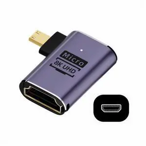 Right Angled Micro HDMI Male to HDMI 2.1 Female UHD Extension Gold Converter Adapter Support 8K 60hz HDTV Right Angled Micro HDMI Male to HDMI 2.1 Female UHD Extension Gold Converter Adapter Support 8K 60hz HDTV