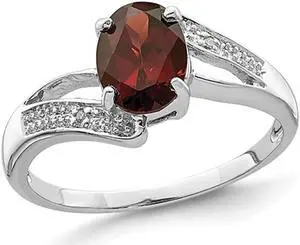 1.30 Carat (ctw) Garnet Oval Cut Ring in Sterling Silver