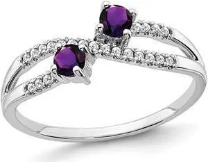 1/5 Carat (ctw) Twin-Stone Amethyst Ring in 14K White Gold