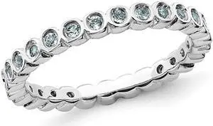 Aquamarine Ring Band 1/3 Carat (ctw) in Sterling Silver