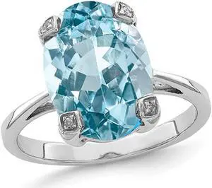 Large 6.65 Carat (ctw) Blue Topaz Ring in Sterling Silver