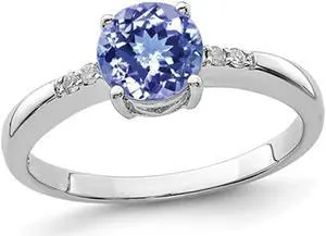 1.00 Carat (ctw) Tanzanite Solitaire Ring in Sterling Silver