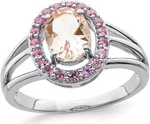 1.00 Carat (ctw) Morganite and Synthetic Pink Sapphires Ring in Sterling Silver