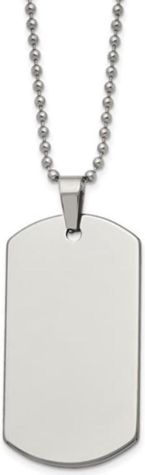 Mens Dog Tag Pendant Necklace in Tungsten with Chain