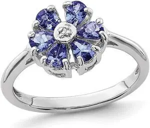 Flower Tanzanite Ring 4/5 Carat (ctw) in Sterling Silver