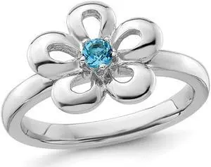 1/10 Carat (ctw) Blue Topaz Flower Ring in Sterling Silver