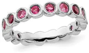 7/8 Carat (ctw) Pink Tourmaline Ring Band in Sterling Silver