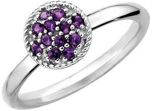 1/5 Carat (ctw) Purple Amethyst Cluster Ring in Sterling Silver