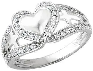 Pure Heart Ring in Sterling Silver with Synthetic Cubic Zirconia