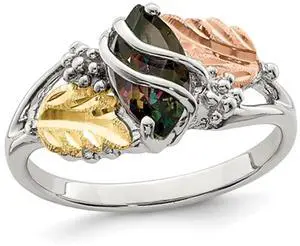 1/3 Carat (ctw) Mystic Fire Topaz Leaf Ring in Sterling Silver