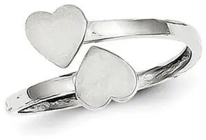 Ladies 14K White Gold Double Heart Ring