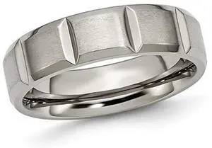 Mens Titanium Grooved 6mm Wedding Band Ring