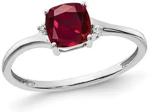 1.25 Carat (ctw) Lab Created Solitaire Ruby Ring in Sterling Silver