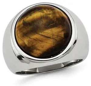 Mens Tigers Eye Ring in Stainless Steel