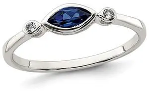 3/10 Carat (ctw) Lab-Created Sapphire Ring in Sterling Silver with White Topaz
