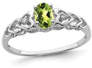 3/5 Carat (ctw) Oval Cut Peridot Heart Promise Ring in Sterling Silver 3/5 Carat (ctw) Oval Cut Peridot Heart Promise Ring in Sterling Silver