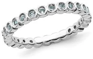 Aquamarine Ring Band 1/3 Carat (ctw) in Sterling Silver