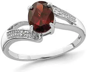 1.30 Carat (ctw) Garnet Oval Cut Ring in Sterling Silver