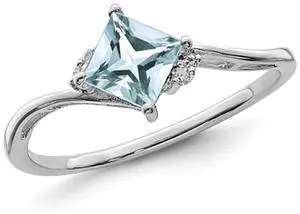 1/2 Carat (ctw) Princess-Cut Aquamarine Ring in Sterling Silver