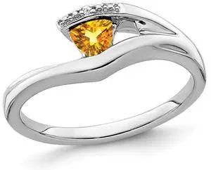 1/4 Carat (ctw) Solitaire Trillion Citrine Ring in 14K White Gold