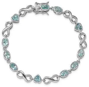 5.90 Carat (ctw) Blue Topaz Infinity Heart Bracelet in Sterling Silver (7.75 Inches)