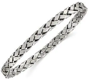 Antiqued Sterling Silver Weave Bangle Bracelet (5.25mm wide)