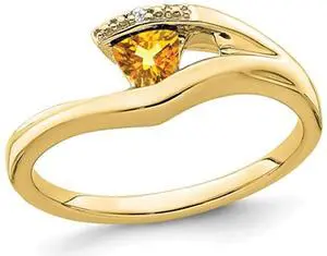 1/4 Carat (ctw) Solitaire Trillion Citrine Ring in 14K Yellow Gold