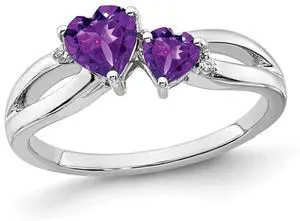 2/3 Carat (ctw) Amethyst Heart Promise Ring in 10K White Gold