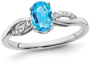 1.30 Carat (ctw) Oval Blue Topaz Infinity Ring in 14K White Gold