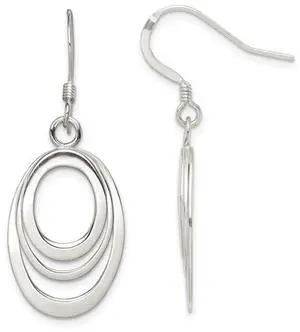 Oval Dangle Earrings in Polished Sterling Silver