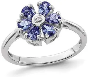 Flower Tanzanite Ring 4/5 Carat (ctw) in Sterling Silver Flower Tanzanite Ring 4/5 Carat (ctw) in Sterling Silver